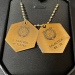 BATTLESTAR GALACTICA Replica Metal Dog Tags (WITH HOGAN FUND DONATION)